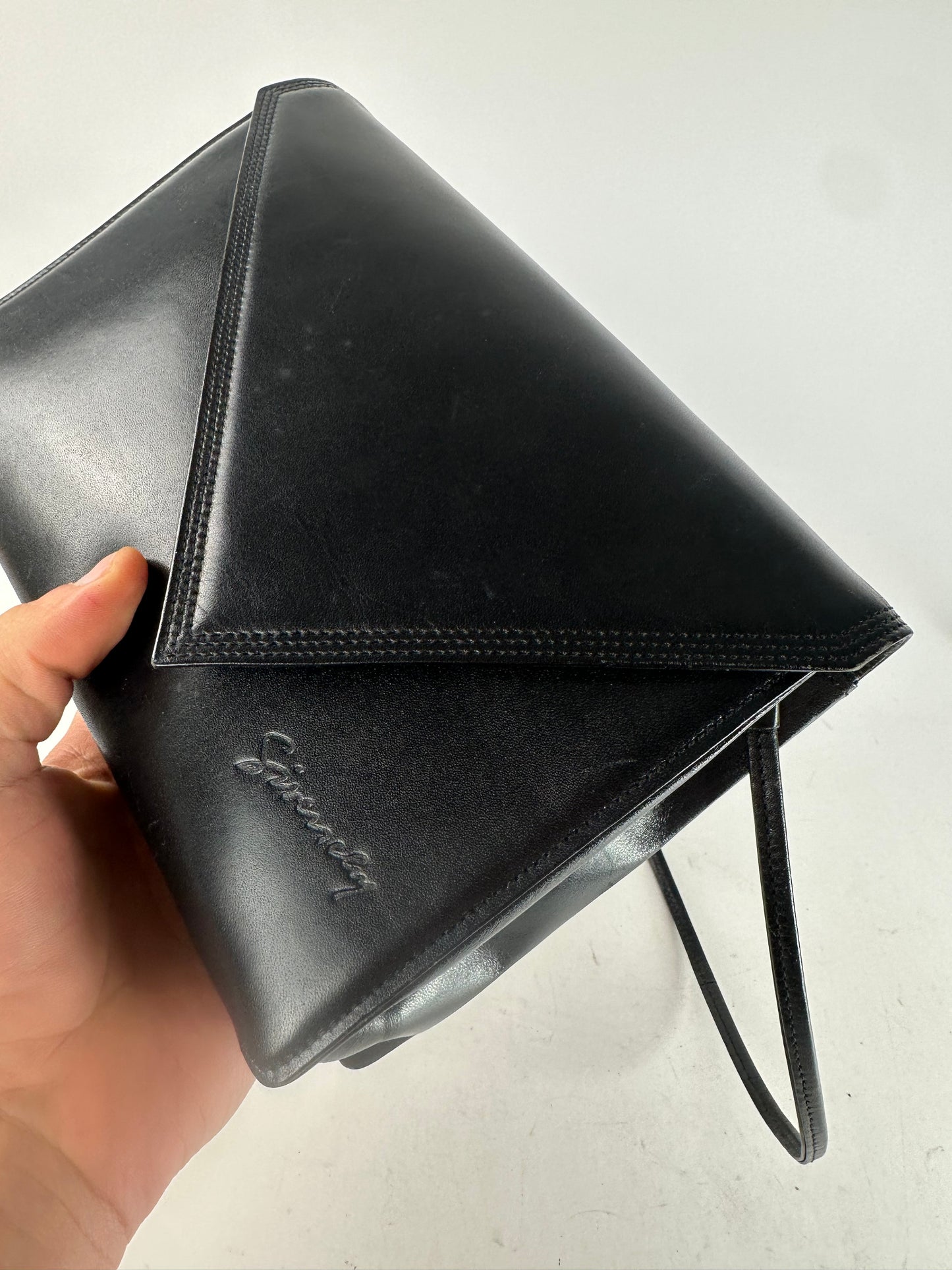 Vintage Givenchy Asymetric Leather Shoulder Bag Black