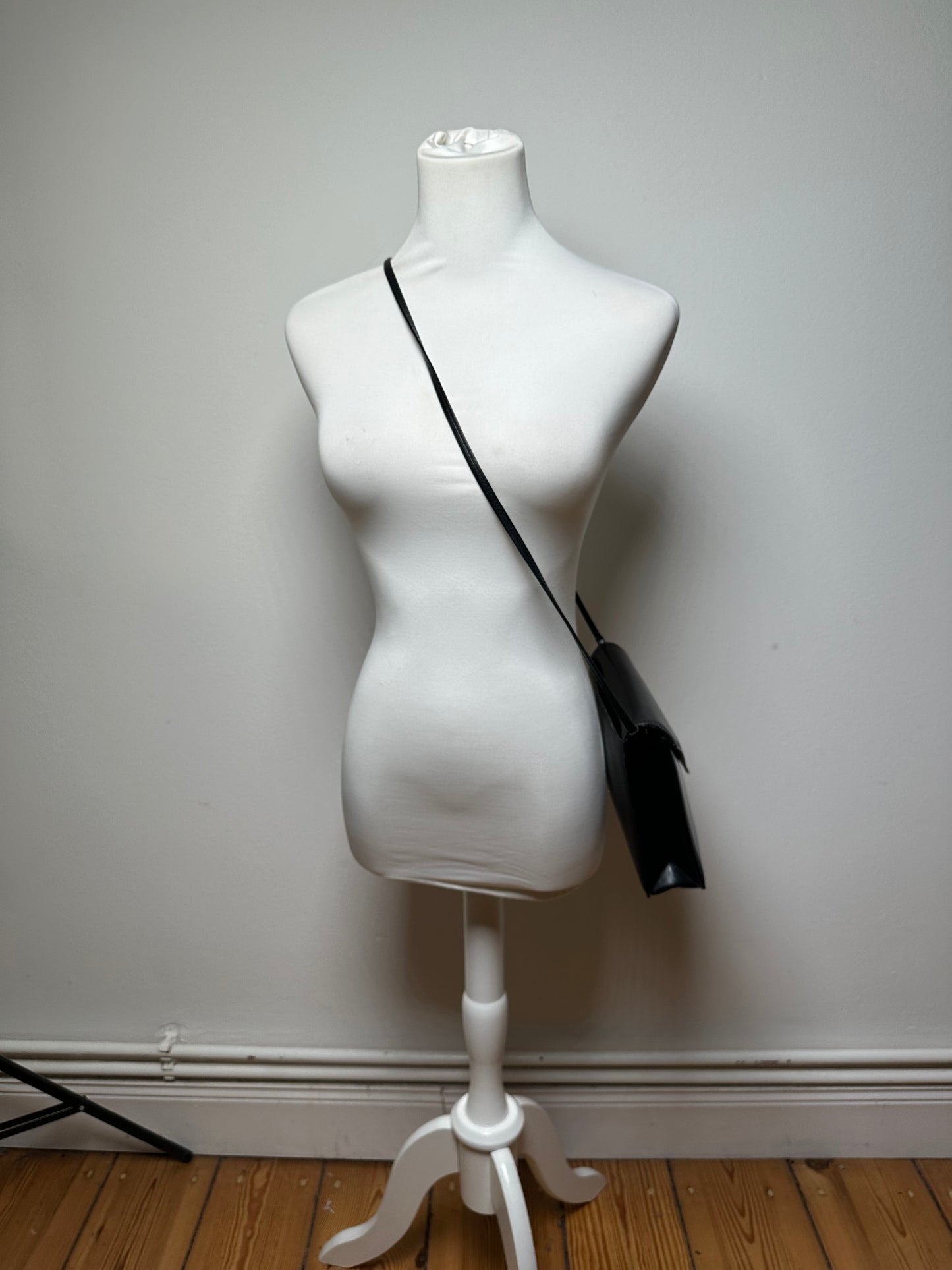Vintage Givenchy Asymetric Leather Shoulder Bag Black