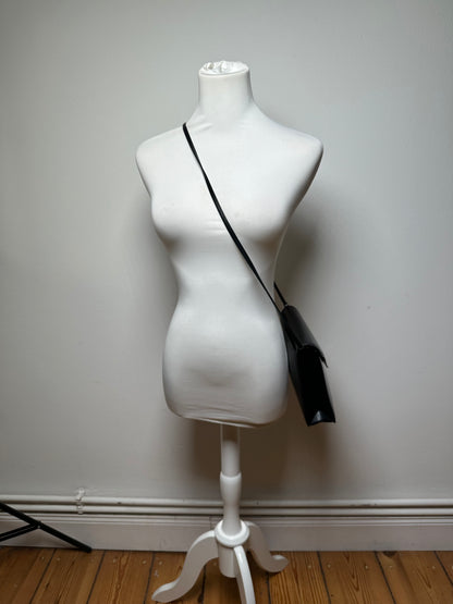 Vintage Givenchy Asymetric Leather Shoulder Bag Black
