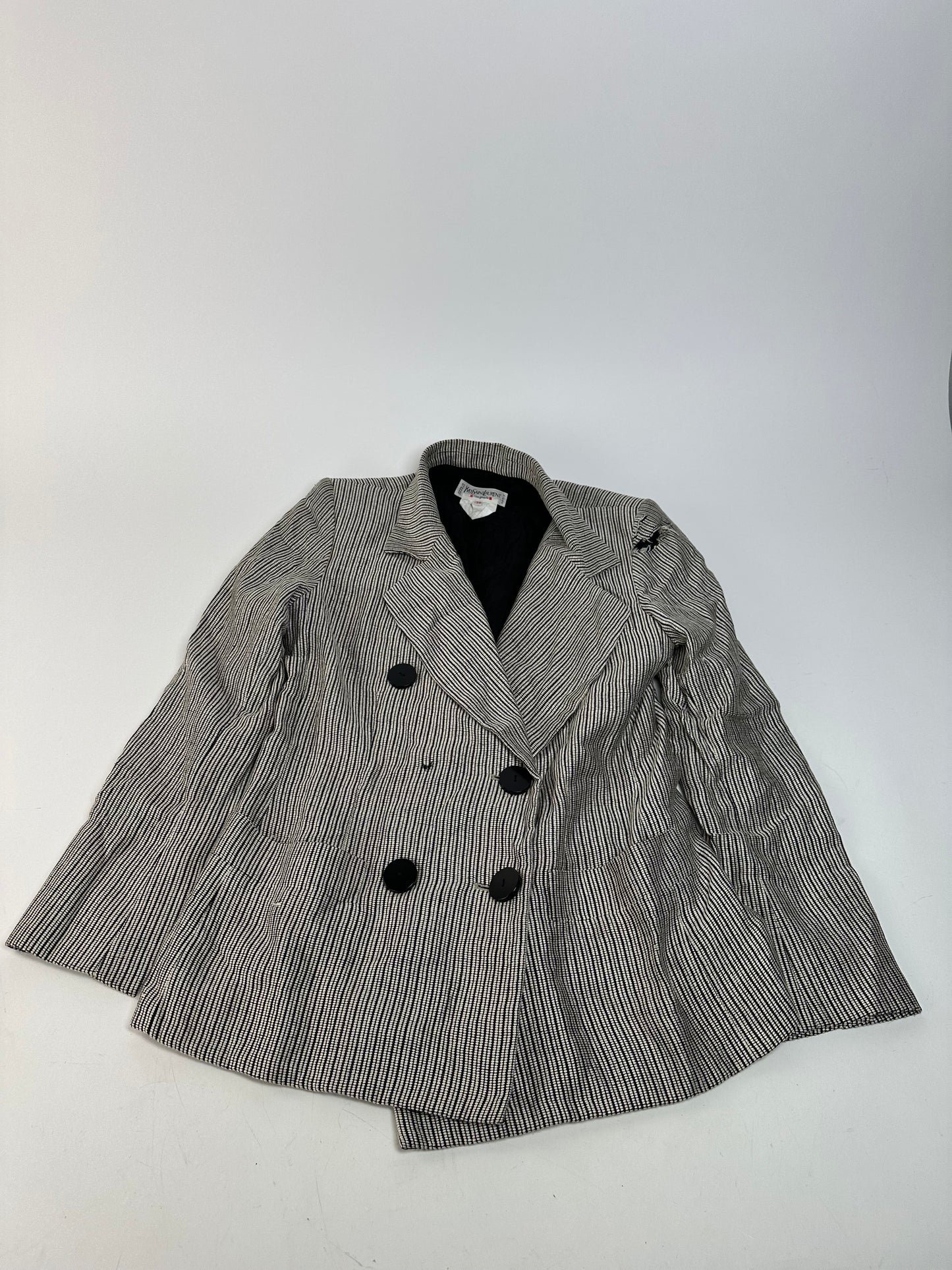 Vintage Yves Saint Laurent Wool Blazer / Short Coat Grey Black M