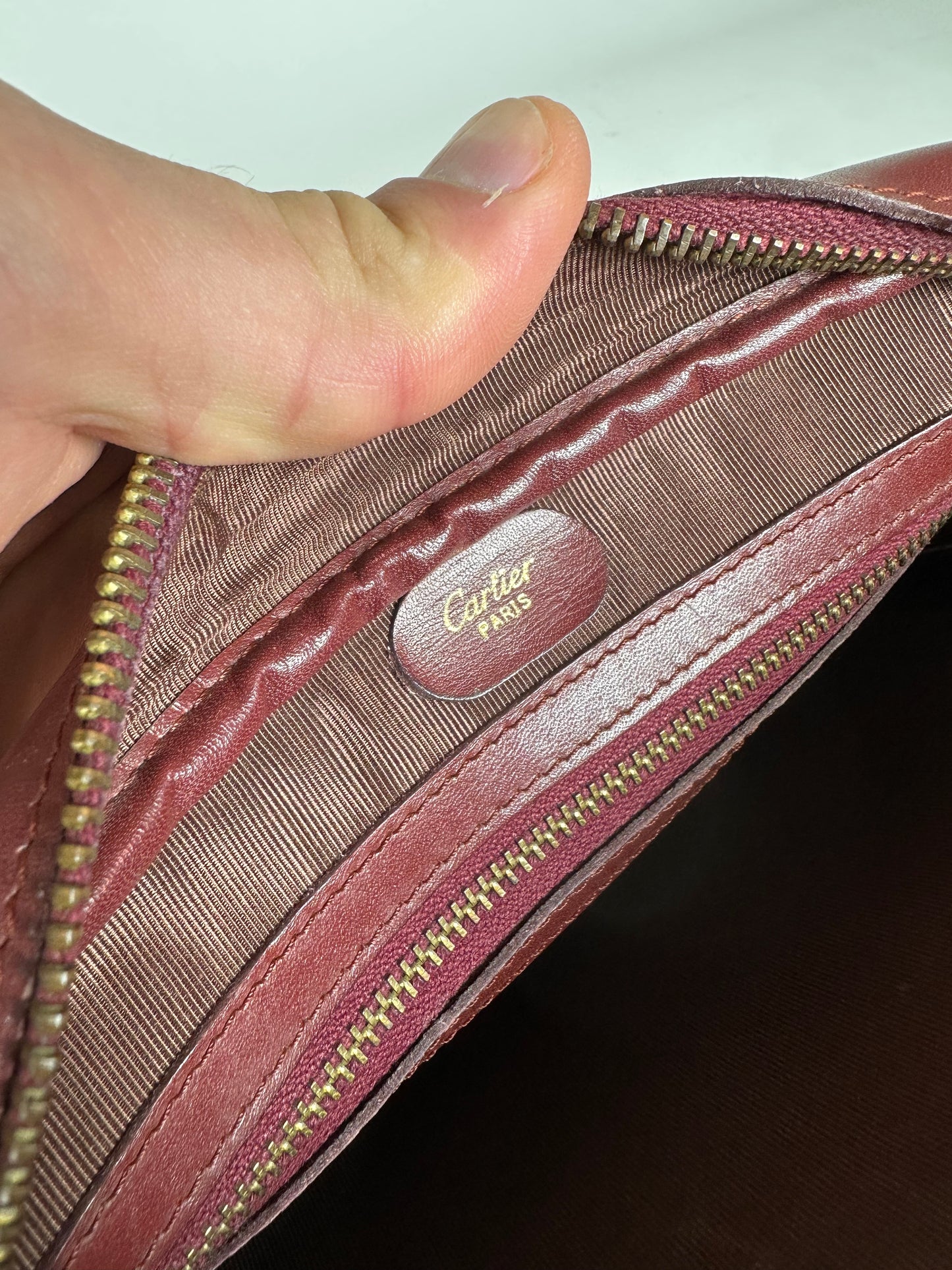 Vintage Cartier Leather Camera Crossbody Bag Bordeaux