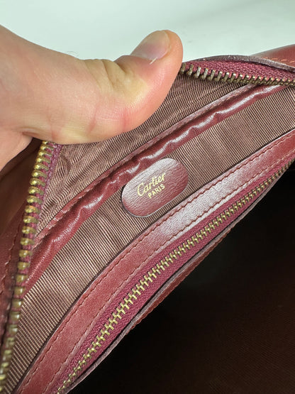 Vintage Cartier Leather Camera Crossbody Bag Bordeaux