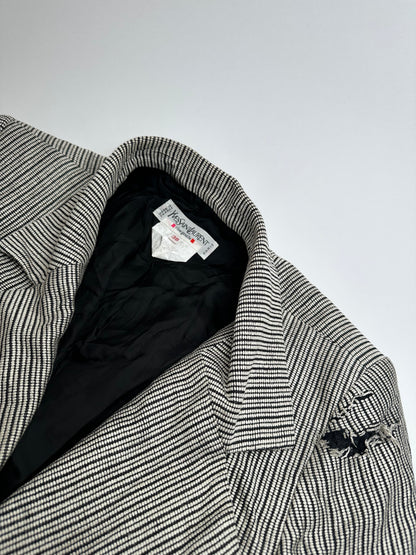Vintage Yves Saint Laurent Wool Blazer / Short Coat Grey Black M