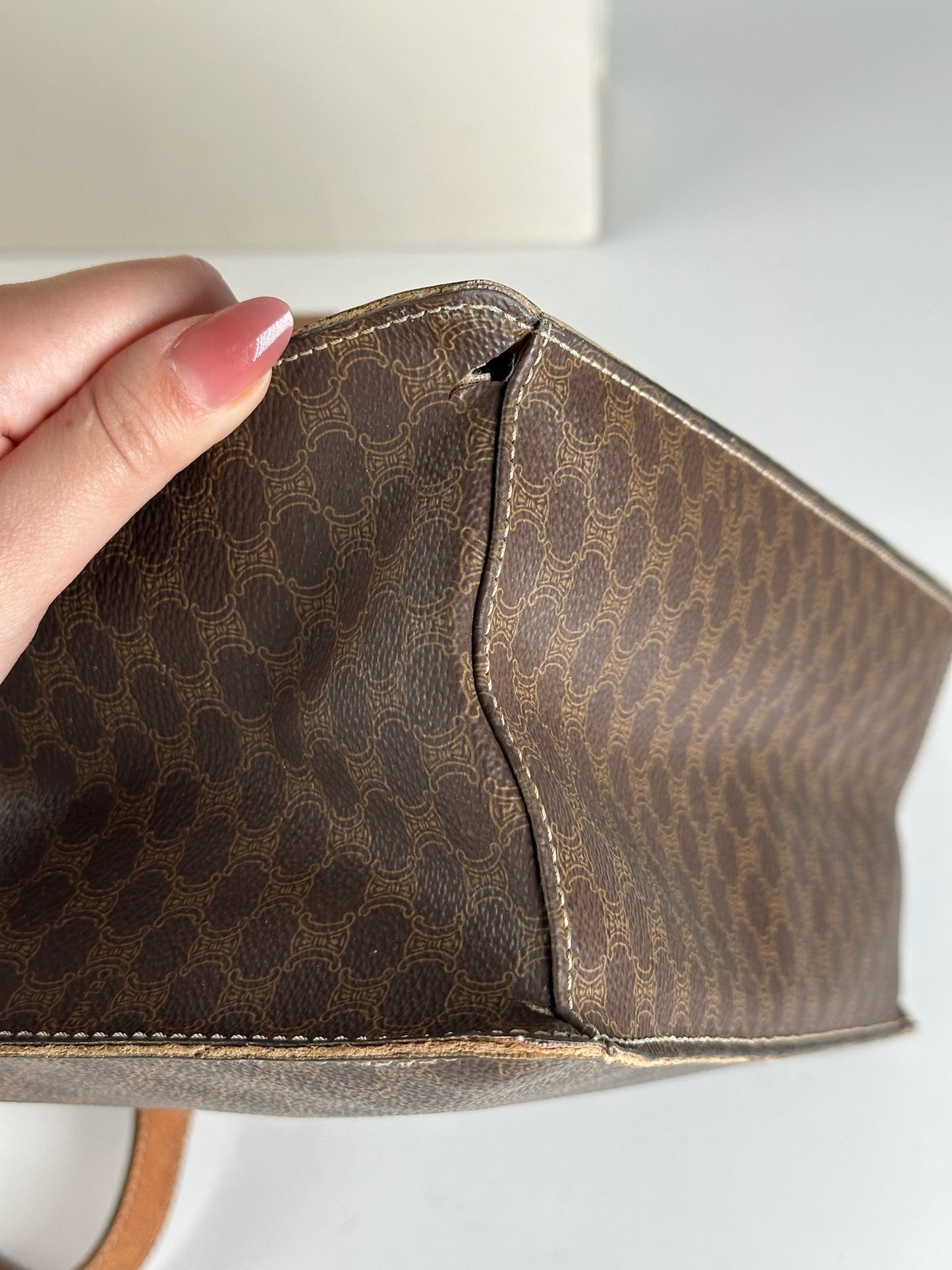 Vintage Celine Monogram Leather bag brown