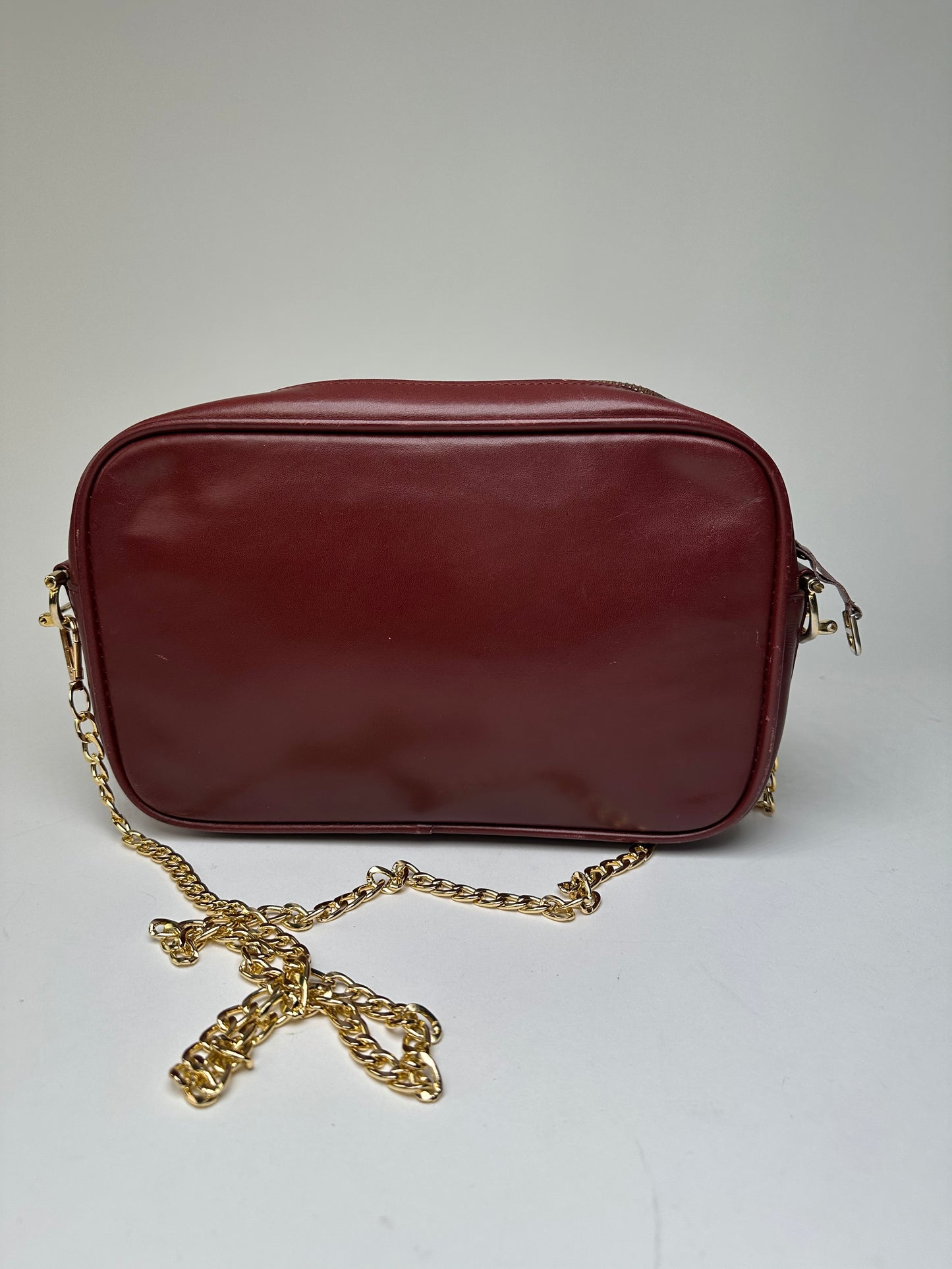 Vintage Cartier Leather Camera Crossbody Bag Bordeaux