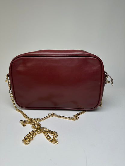 Vintage Cartier Leather Camera Crossbody Bag Bordeaux