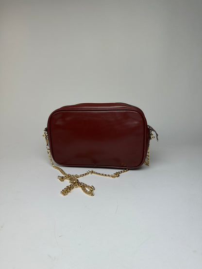 Vintage Cartier Leather Camera Crossbody Bag Bordeaux