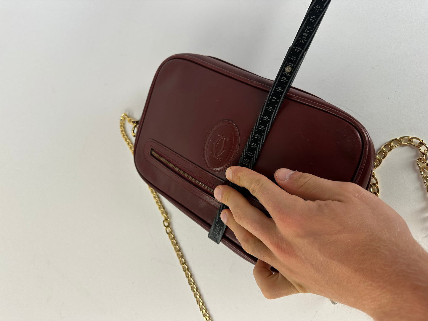 Vintage Cartier Leather Camera Crossbody Bag Bordeaux
