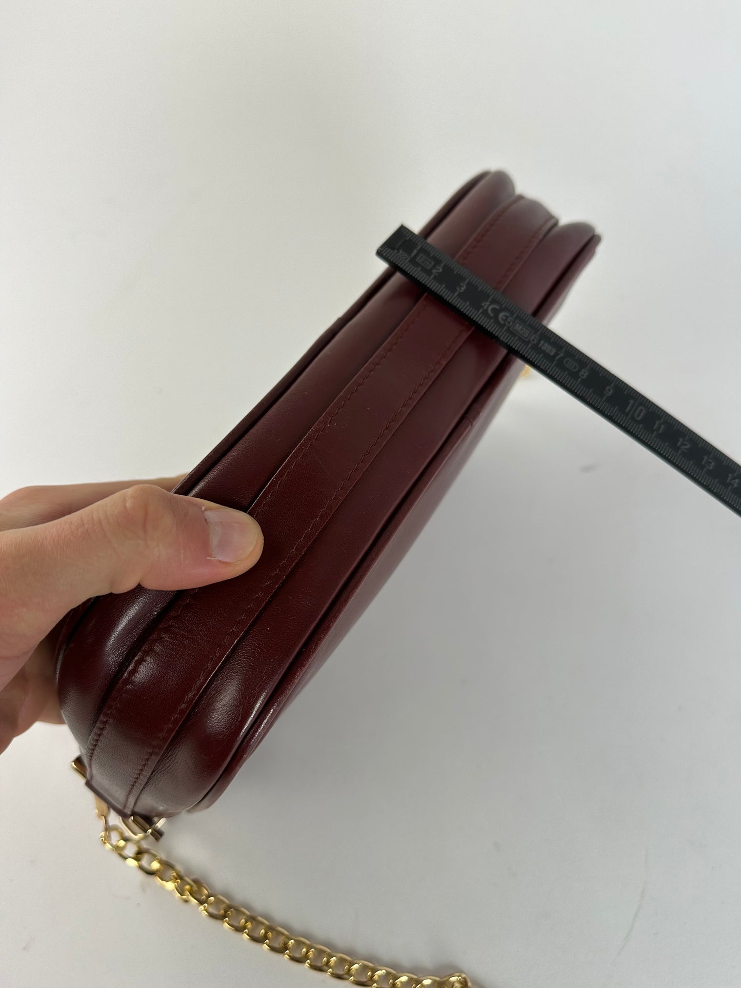 Vintage Cartier Leather Camera Crossbody Bag Bordeaux