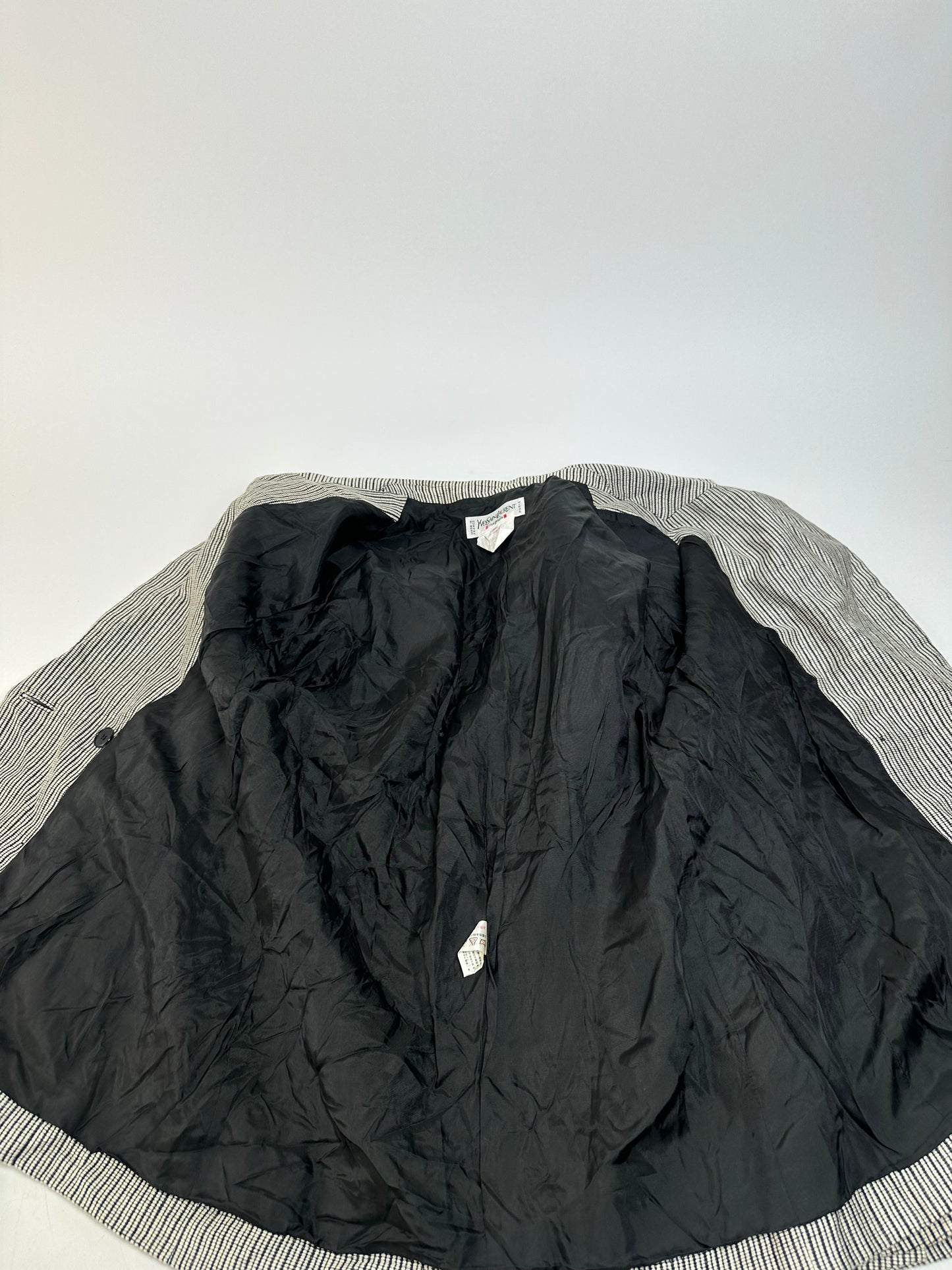 Vintage Yves Saint Laurent Wool Blazer / Short Coat Grey Black M