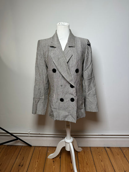 Vintage Yves Saint Laurent Wool Blazer / Short Coat Grey Black M