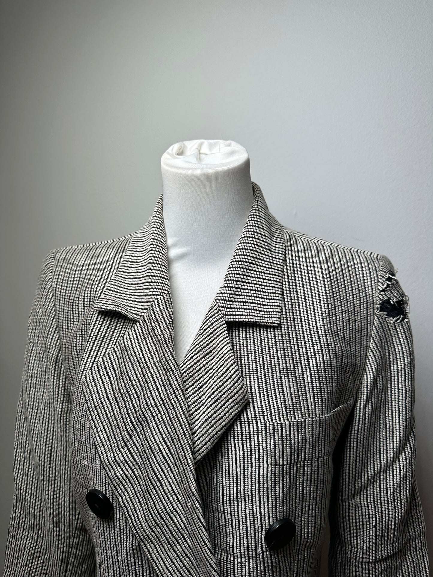 Vintage Yves Saint Laurent Wool Blazer / Short Coat Grey Black M
