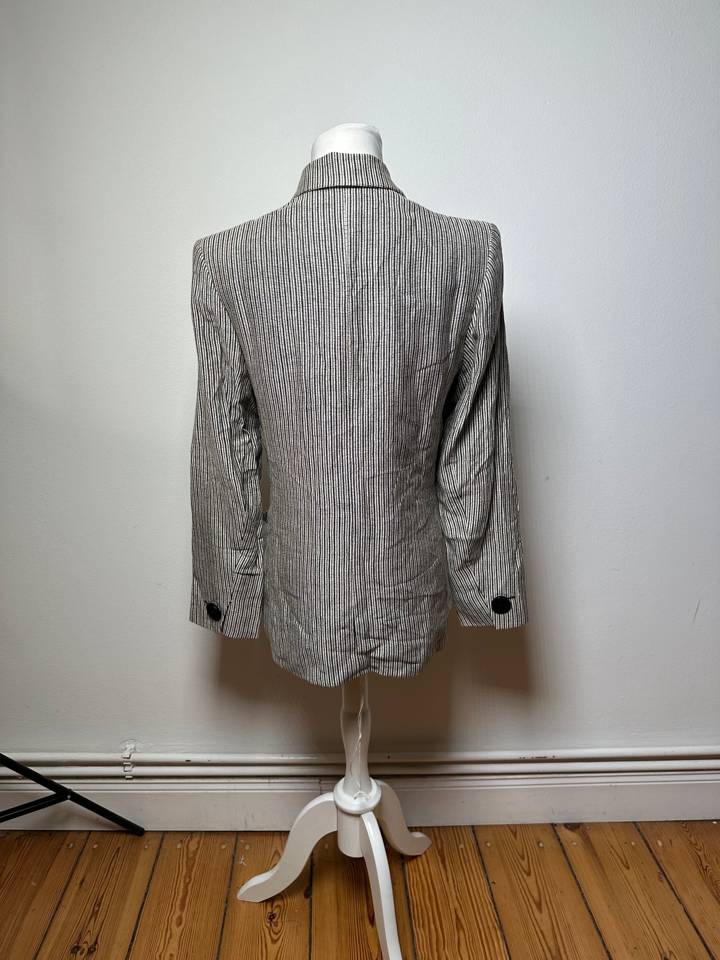Vintage Yves Saint Laurent Wool Blazer / Short Coat Grey Black M