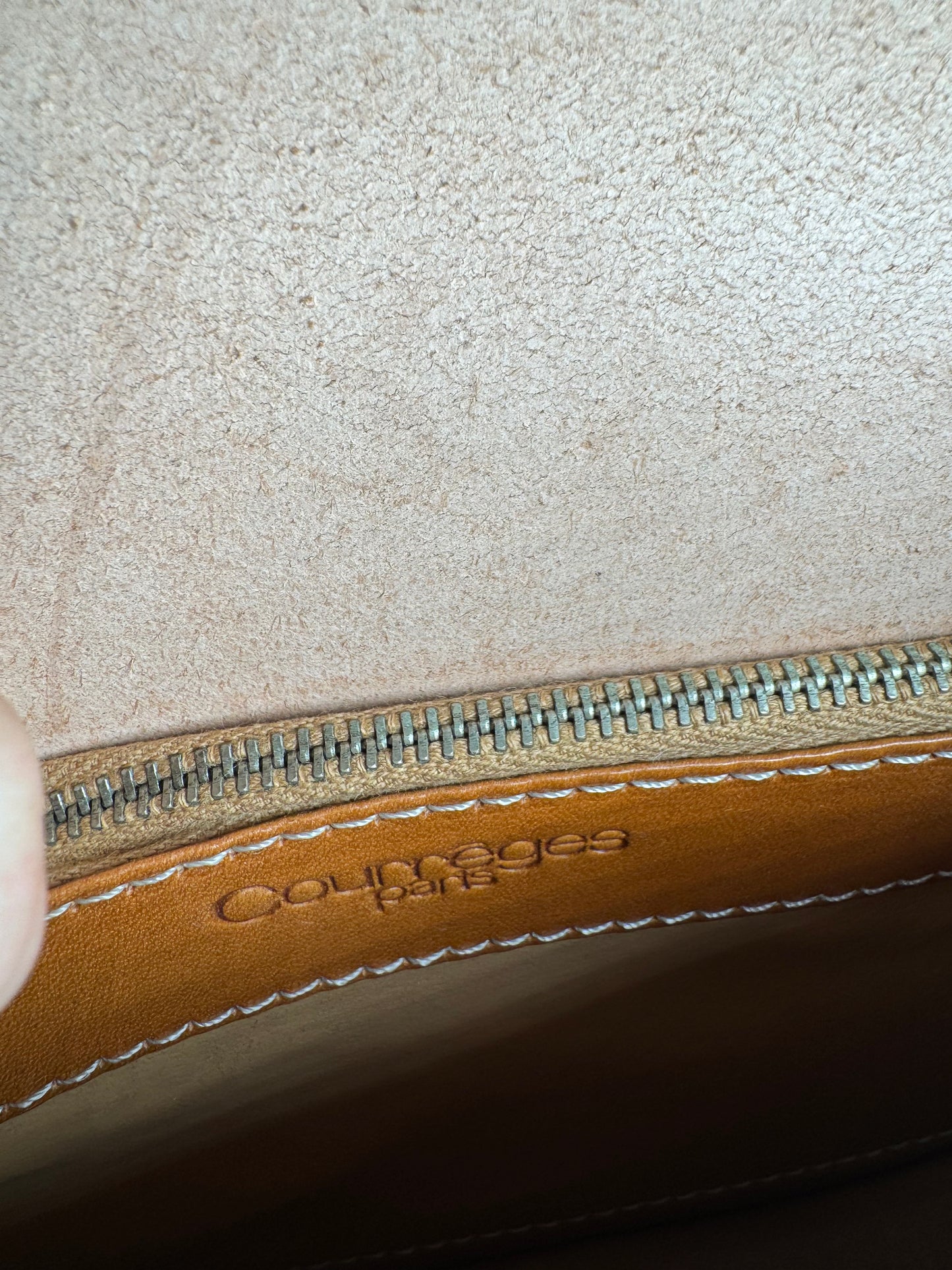 Vintage Courreges Camel Leather Crossbody Bag