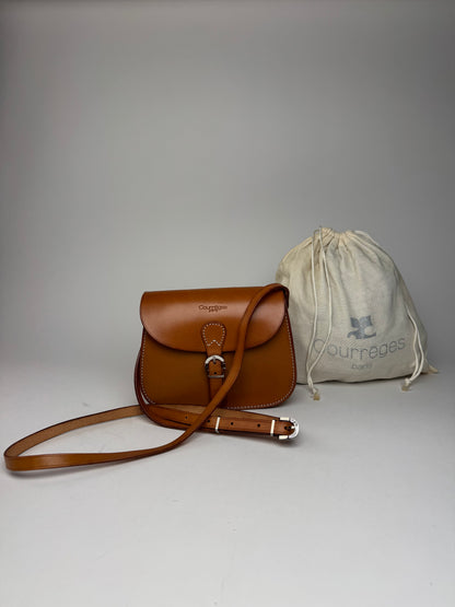 Vintage Courreges Camel Leather Crossbody Bag