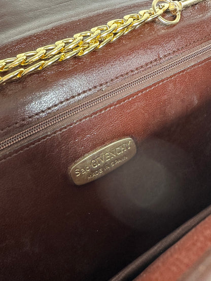 Vintage Givenchy 4G Leather Shoulder Bag Burgundy