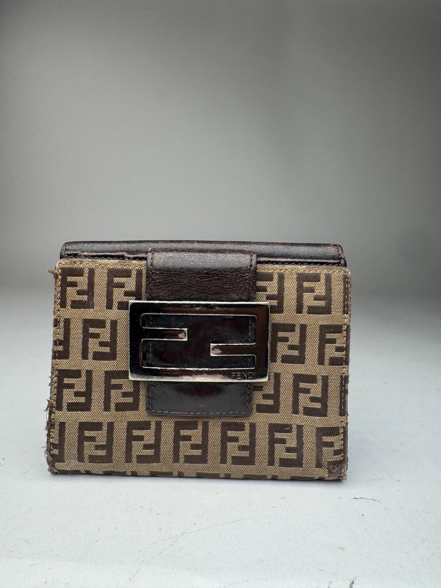 Vintage Fendi Monogram Leather Wallet Brown