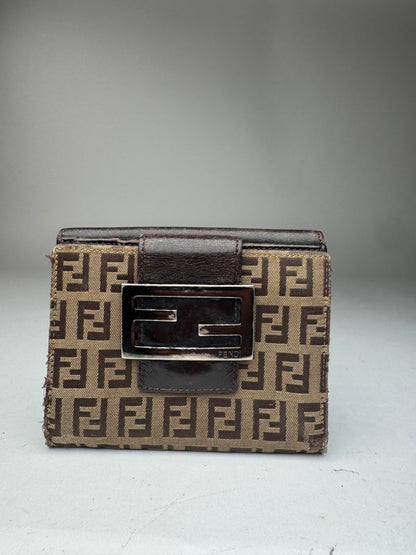 Vintage Fendi Monogram Leather Wallet Brown