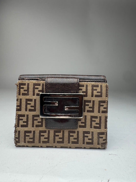 Vintage Fendi Monogram Leather Wallet Brown