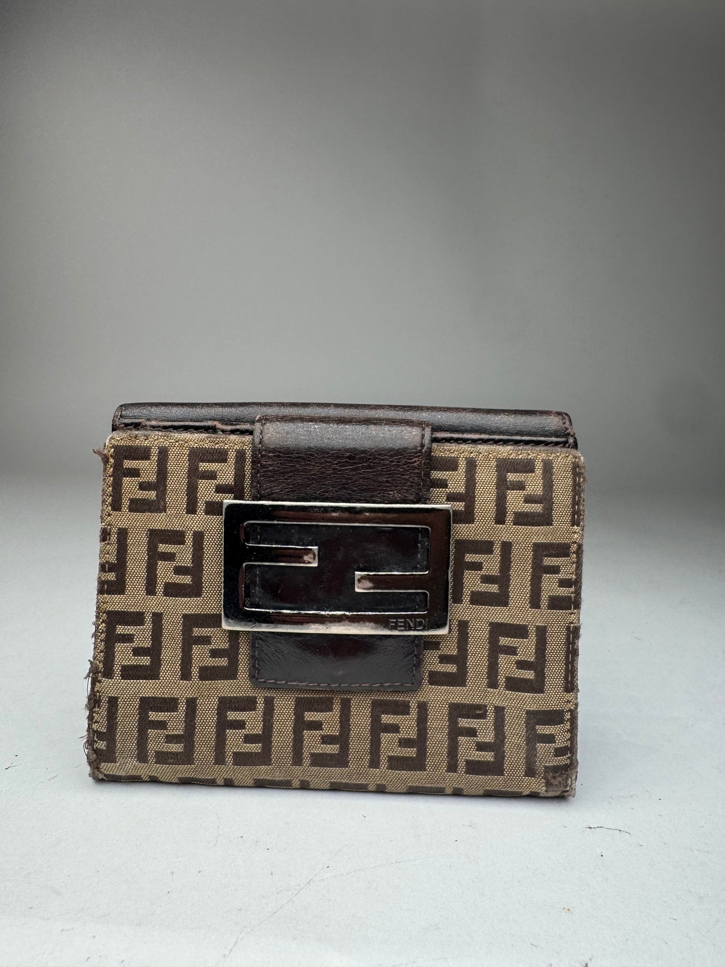 Vintage Fendi Monogram Leather Wallet Brown
