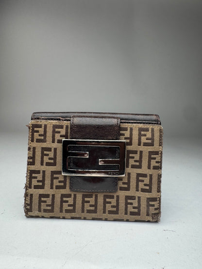 Vintage Fendi Monogram Leather Wallet Brown