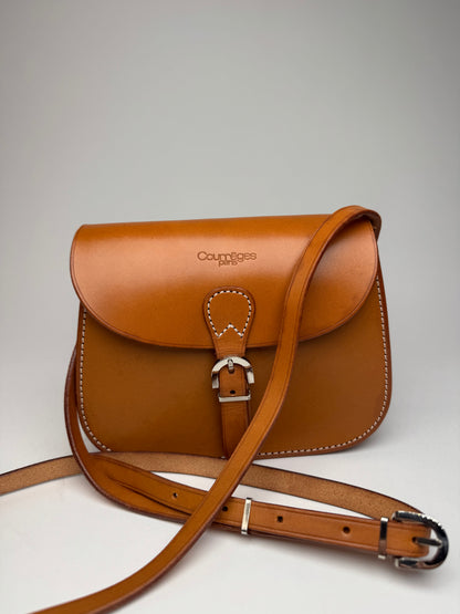 Vintage Courreges Camel Leather Crossbody Bag