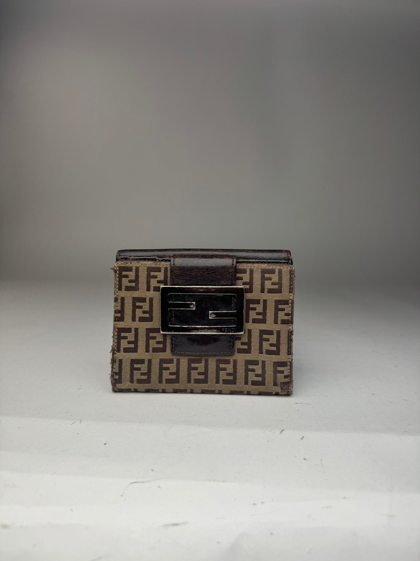Vintage Fendi Monogram Leather Wallet Brown