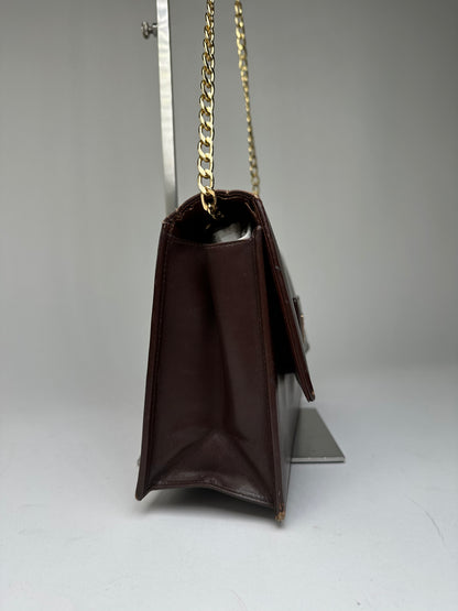Vintage Givenchy 4G Leather Shoulder Bag Burgundy