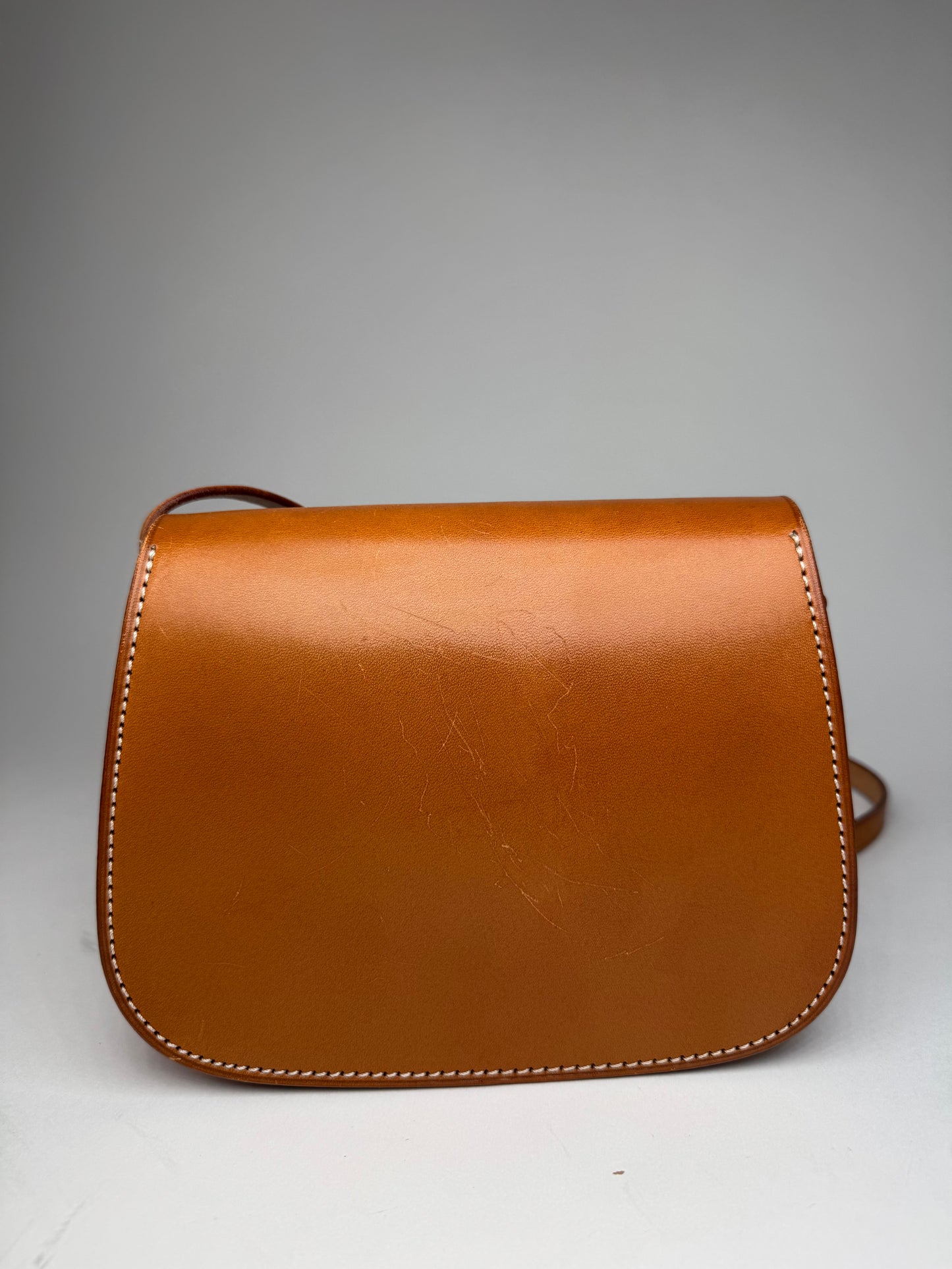 Vintage Courreges Camel Leather Crossbody Bag