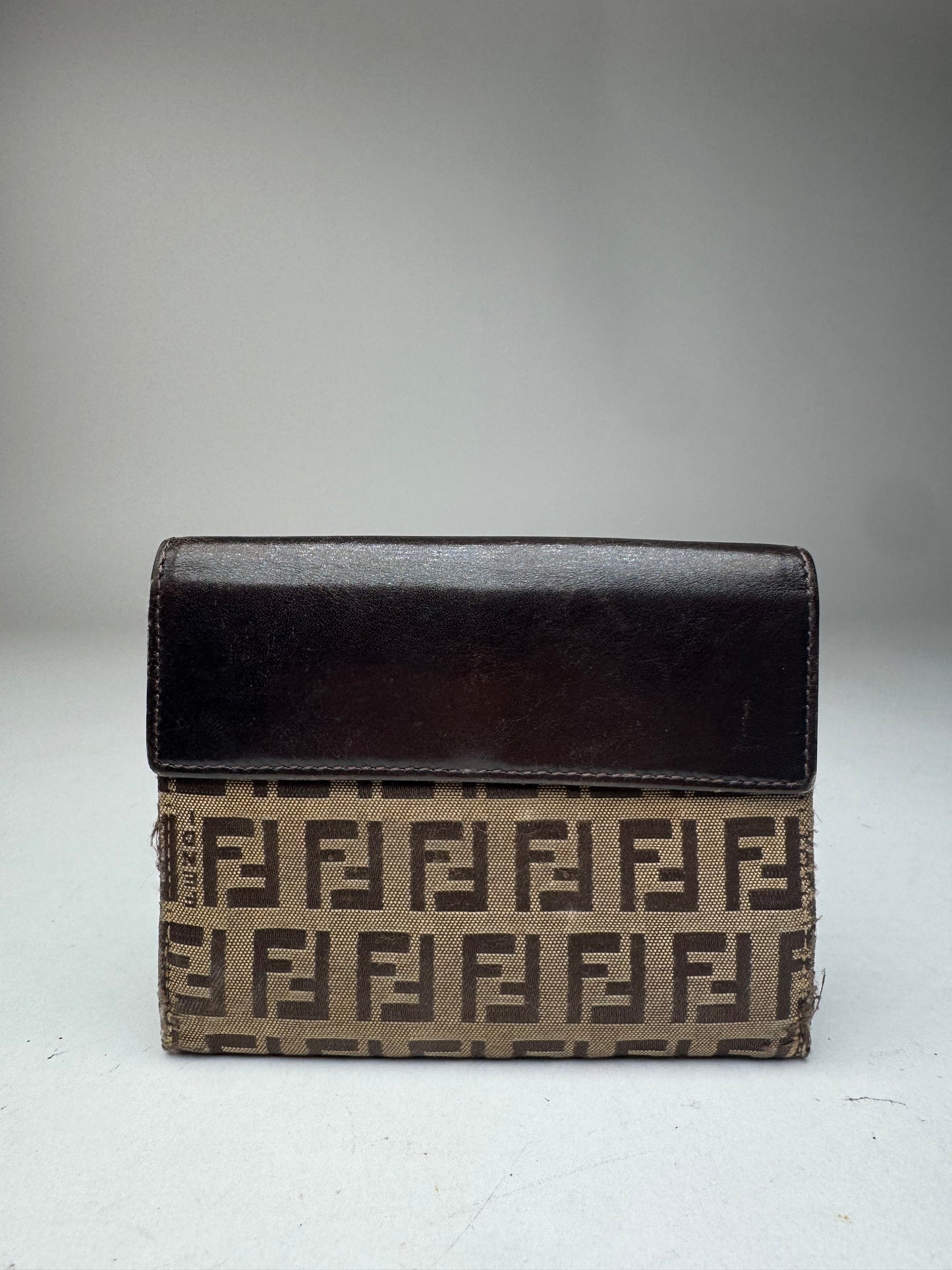 Vintage Fendi Monogram Leather Wallet Brown