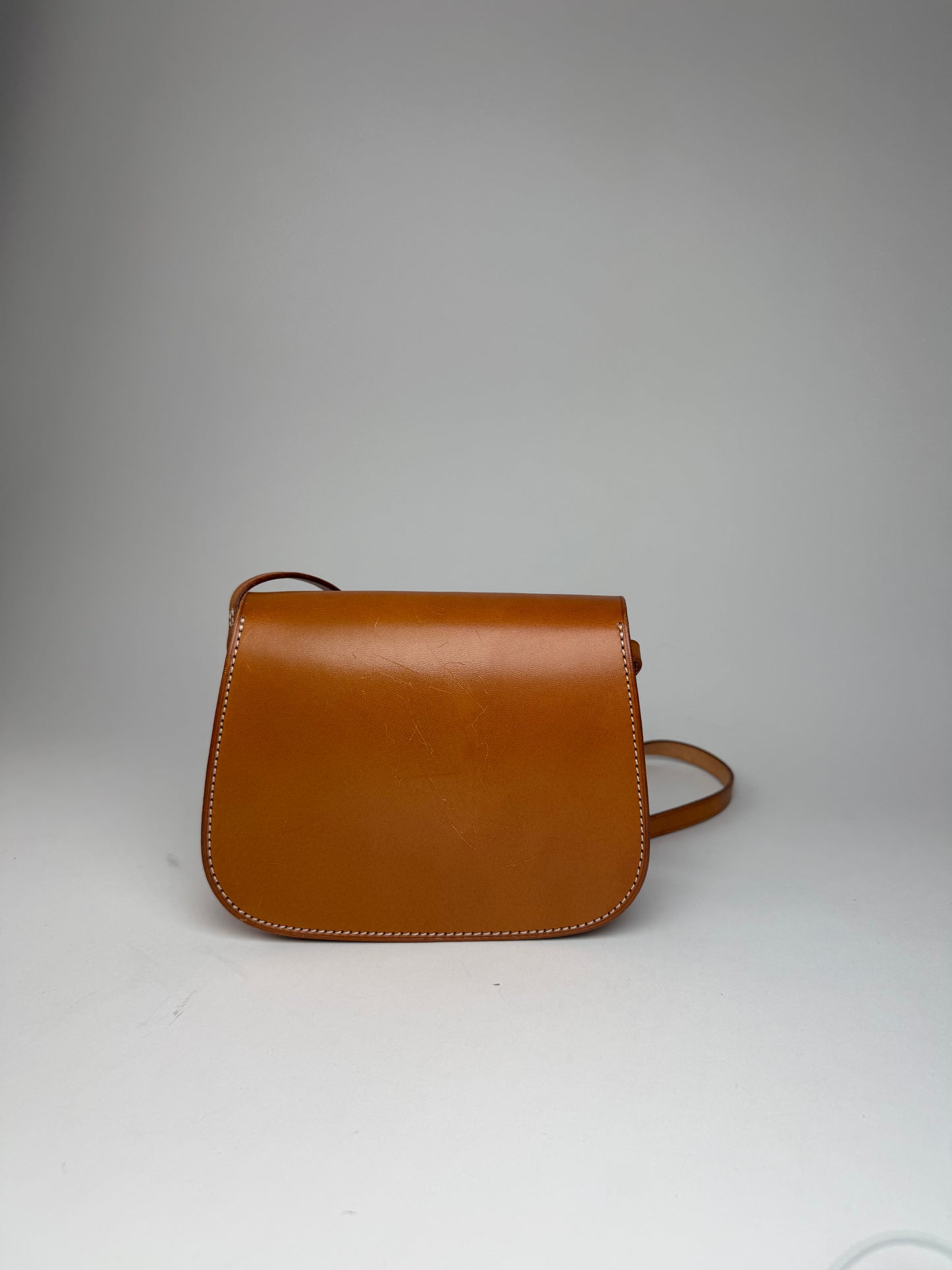 Vintage Courreges Camel Leather Crossbody Bag