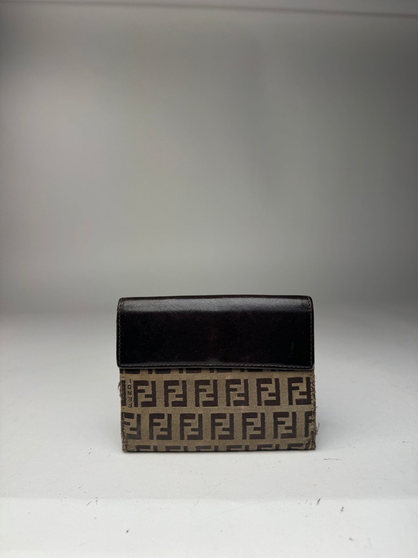 Vintage Fendi Monogram Leather Wallet Brown