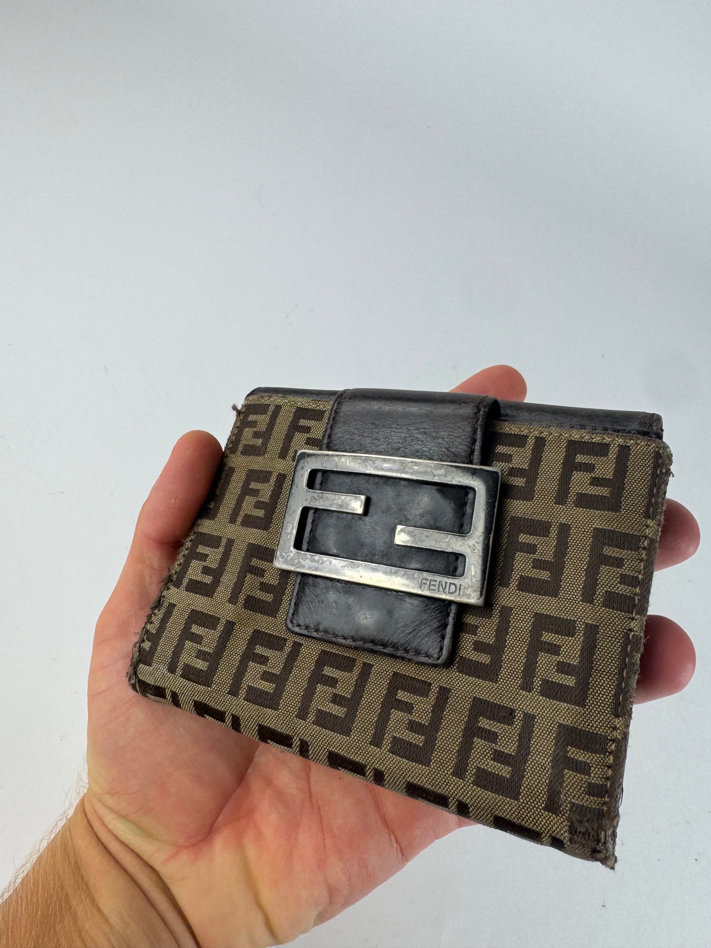 Vintage Fendi Monogram Leather Wallet Brown