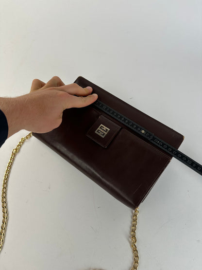 Vintage Givenchy 4G Leather Shoulder Bag Burgundy
