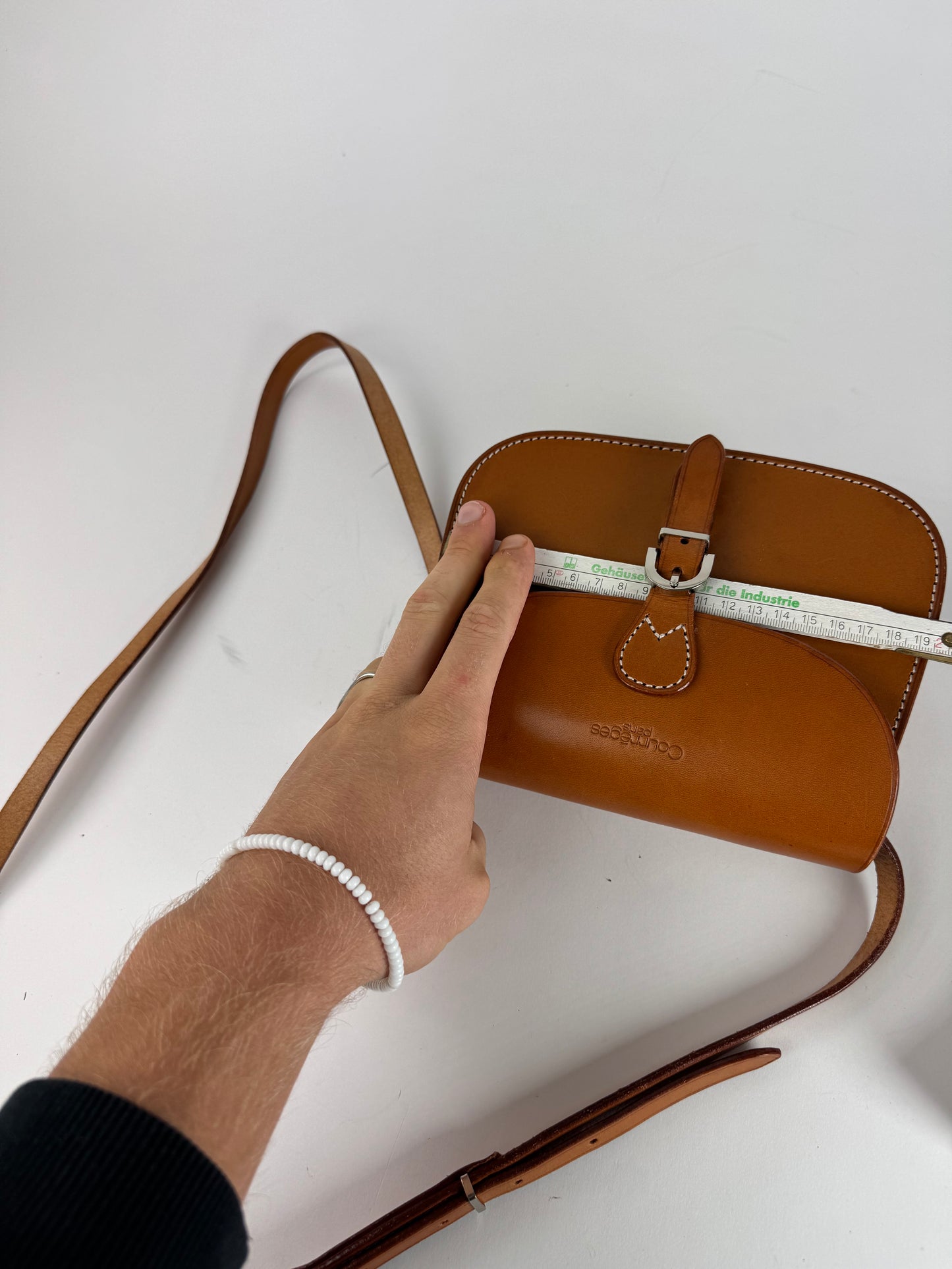 Vintage Courreges Camel Leather Crossbody Bag
