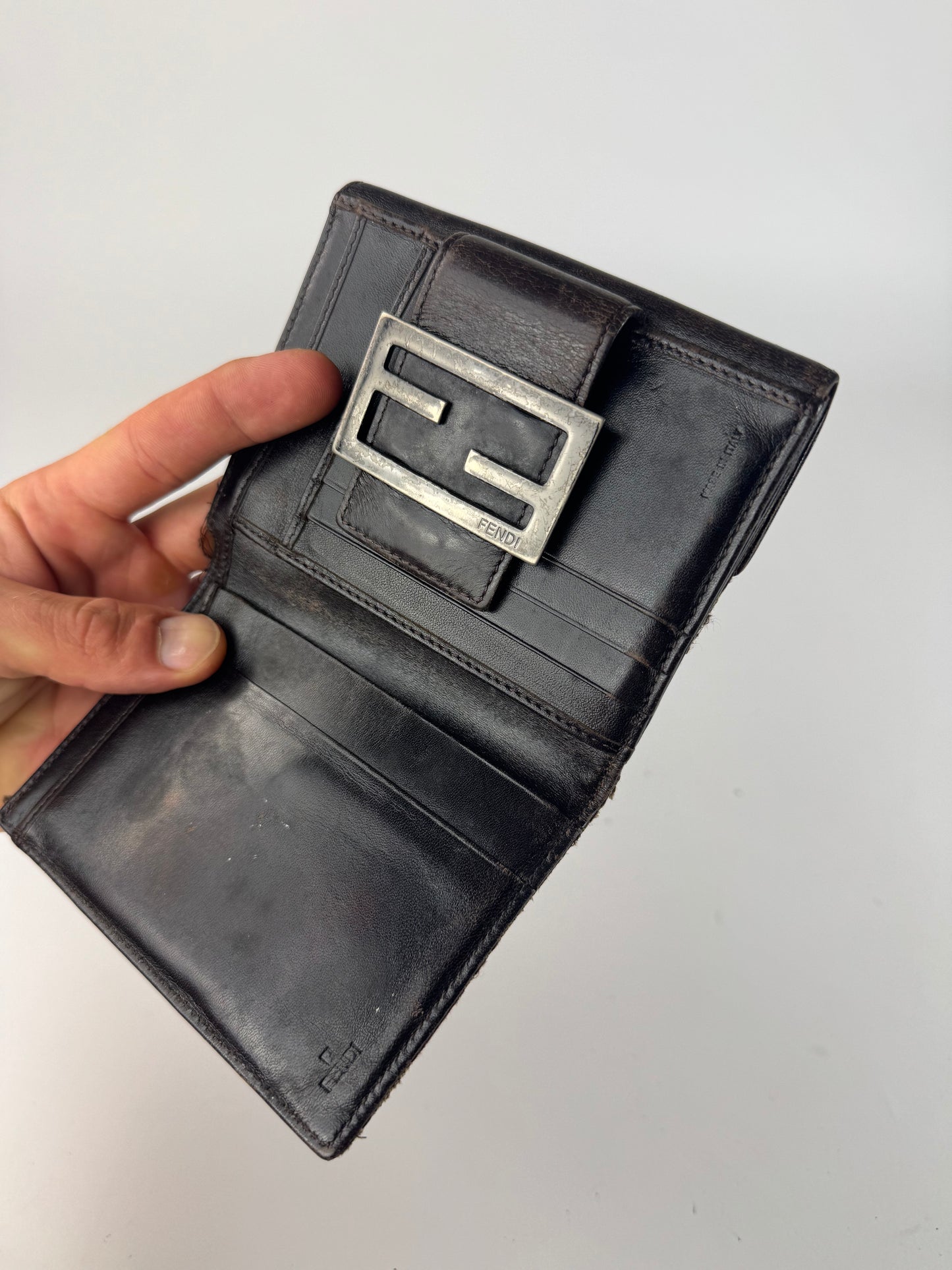 Vintage Fendi Monogram Leather Wallet Brown