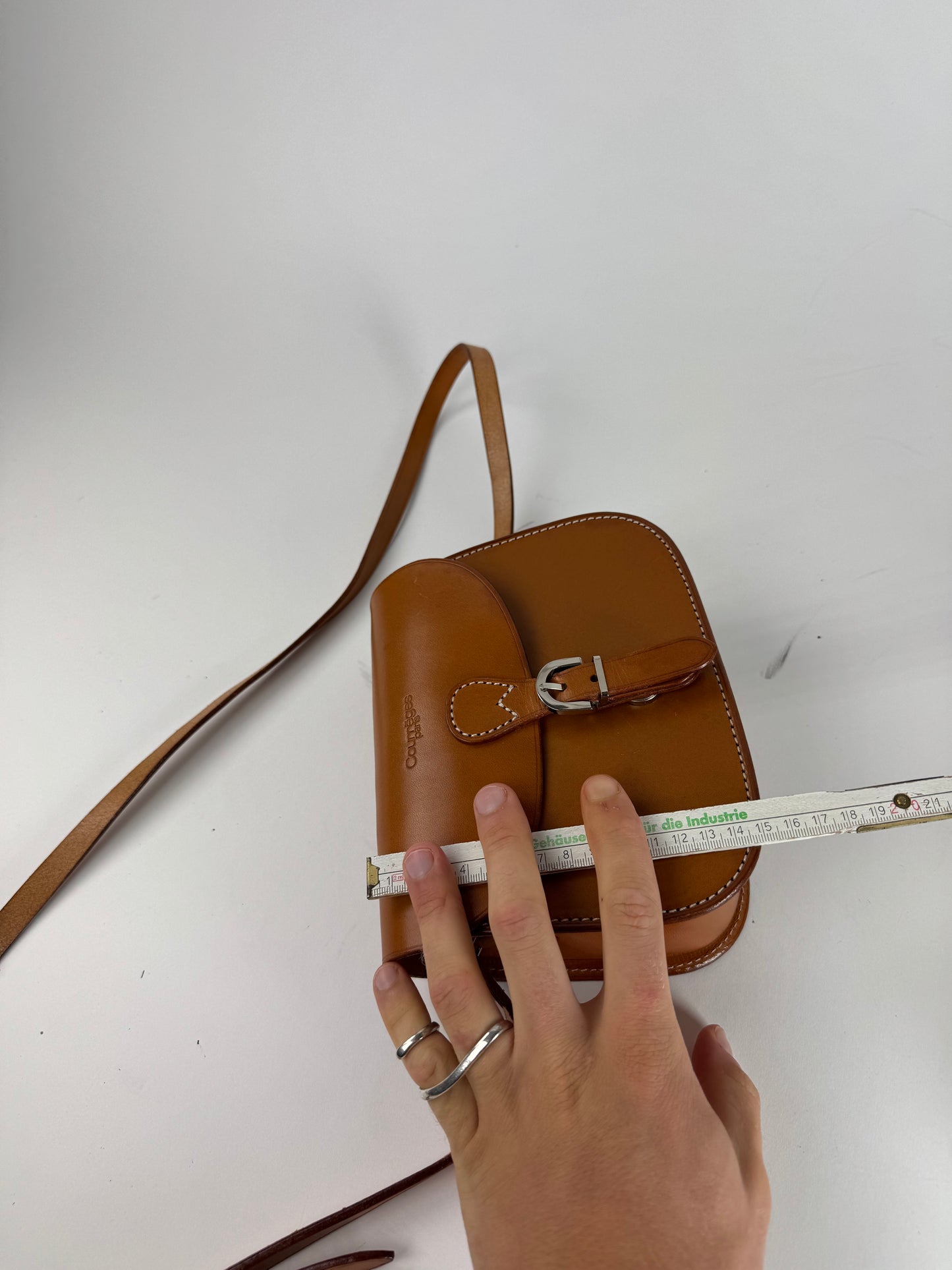 Vintage Courreges Camel Leather Crossbody Bag