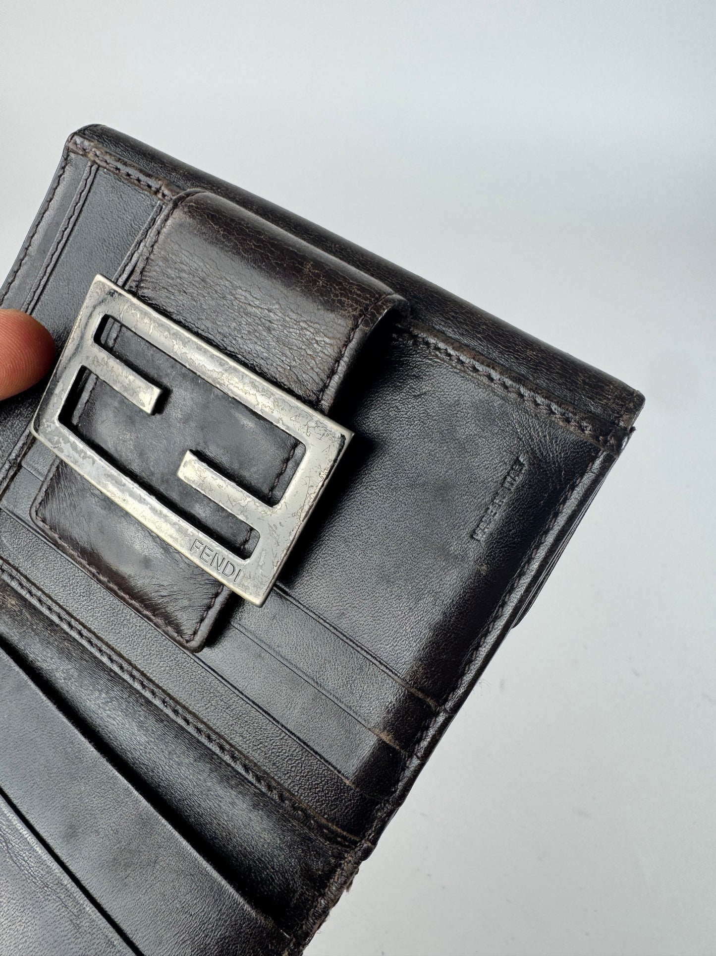 Vintage Fendi Monogram Leather Wallet Brown