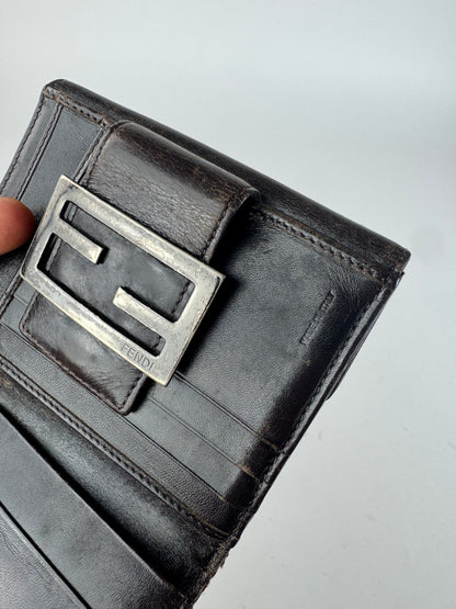 Vintage Fendi Monogram Leather Wallet Brown