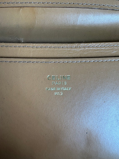 Vintage Celine Coated Canvas Bifold Wallet Dark Brown Tan