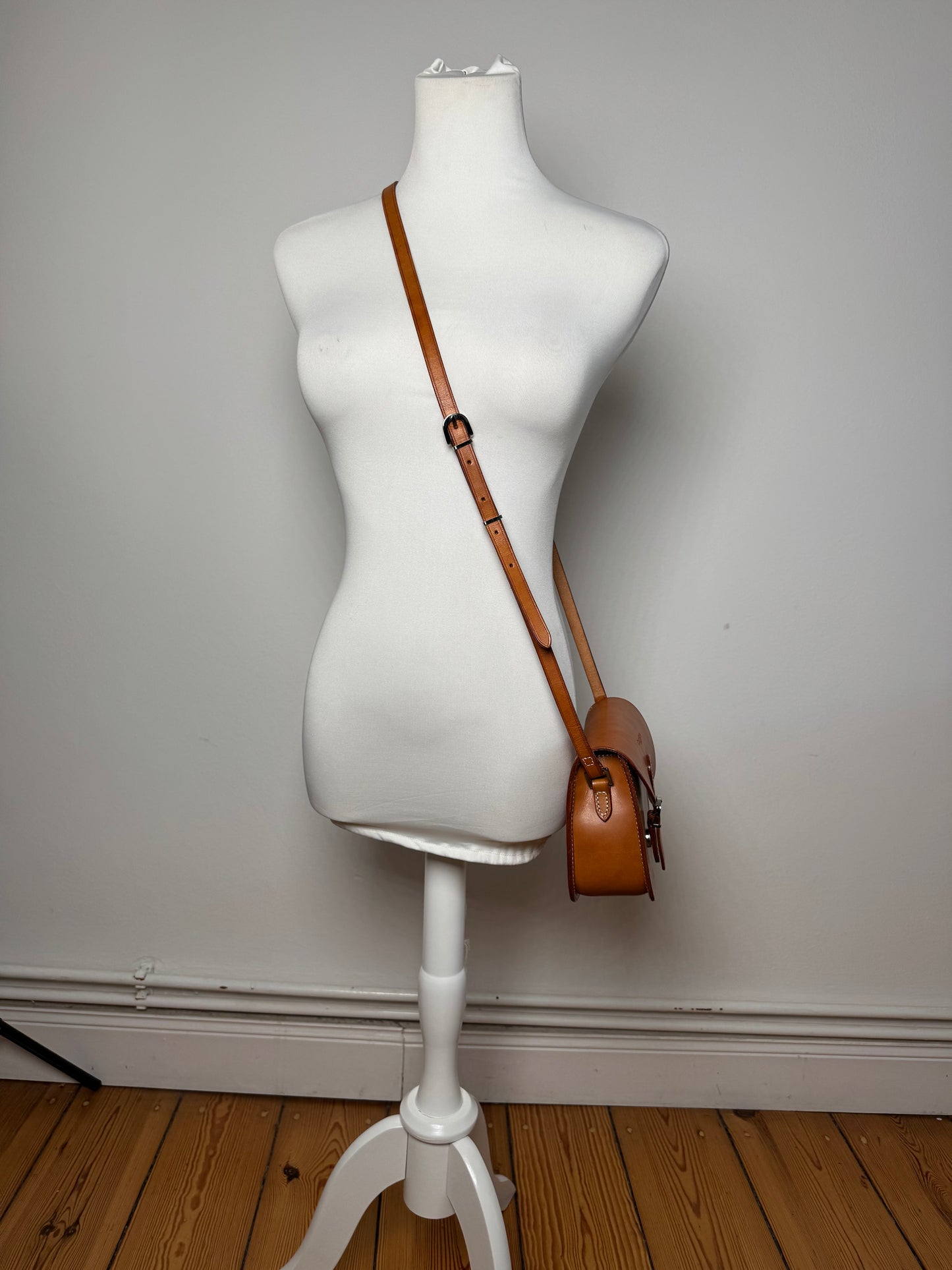 Vintage Courreges Camel Leather Crossbody Bag