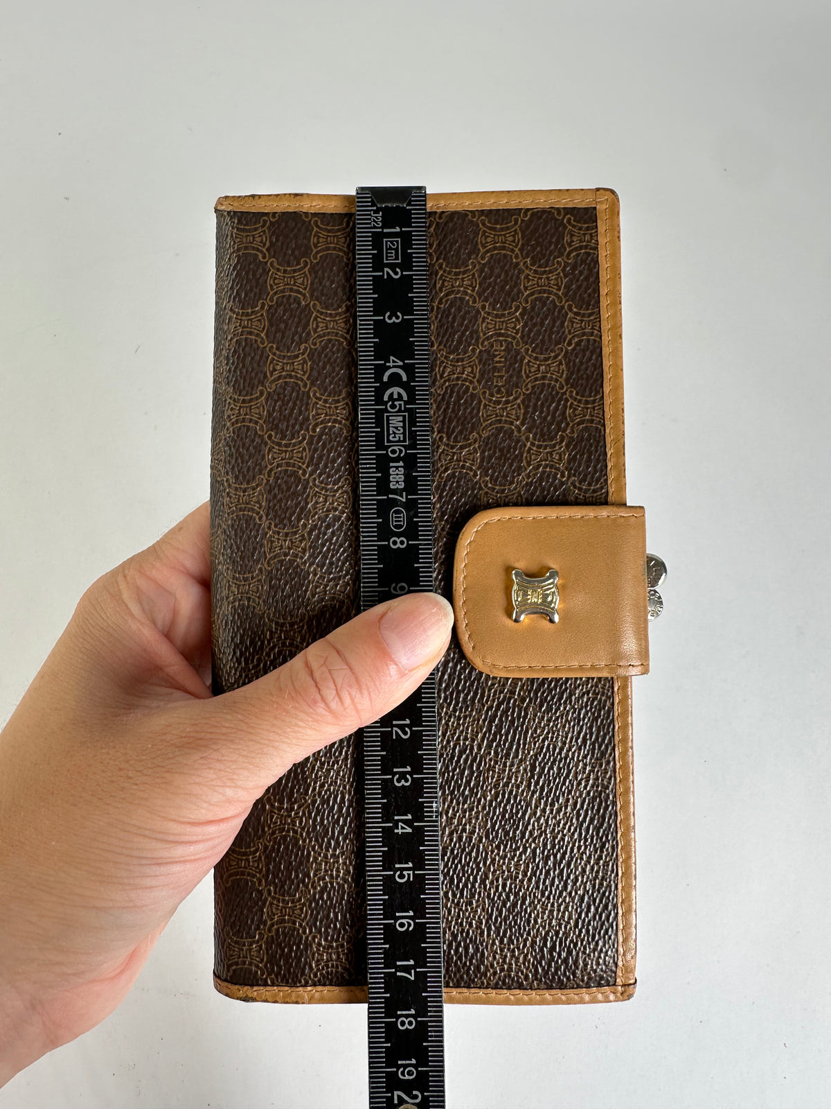 Vintage Celine Coated Canvas Bifold Wallet Dark Brown Tan