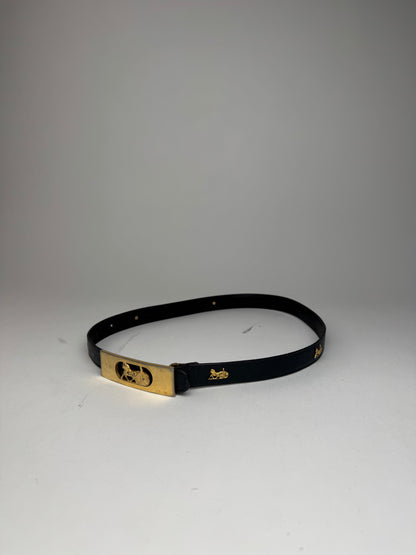 Vintage Celine Carriage Logo Leather belt black