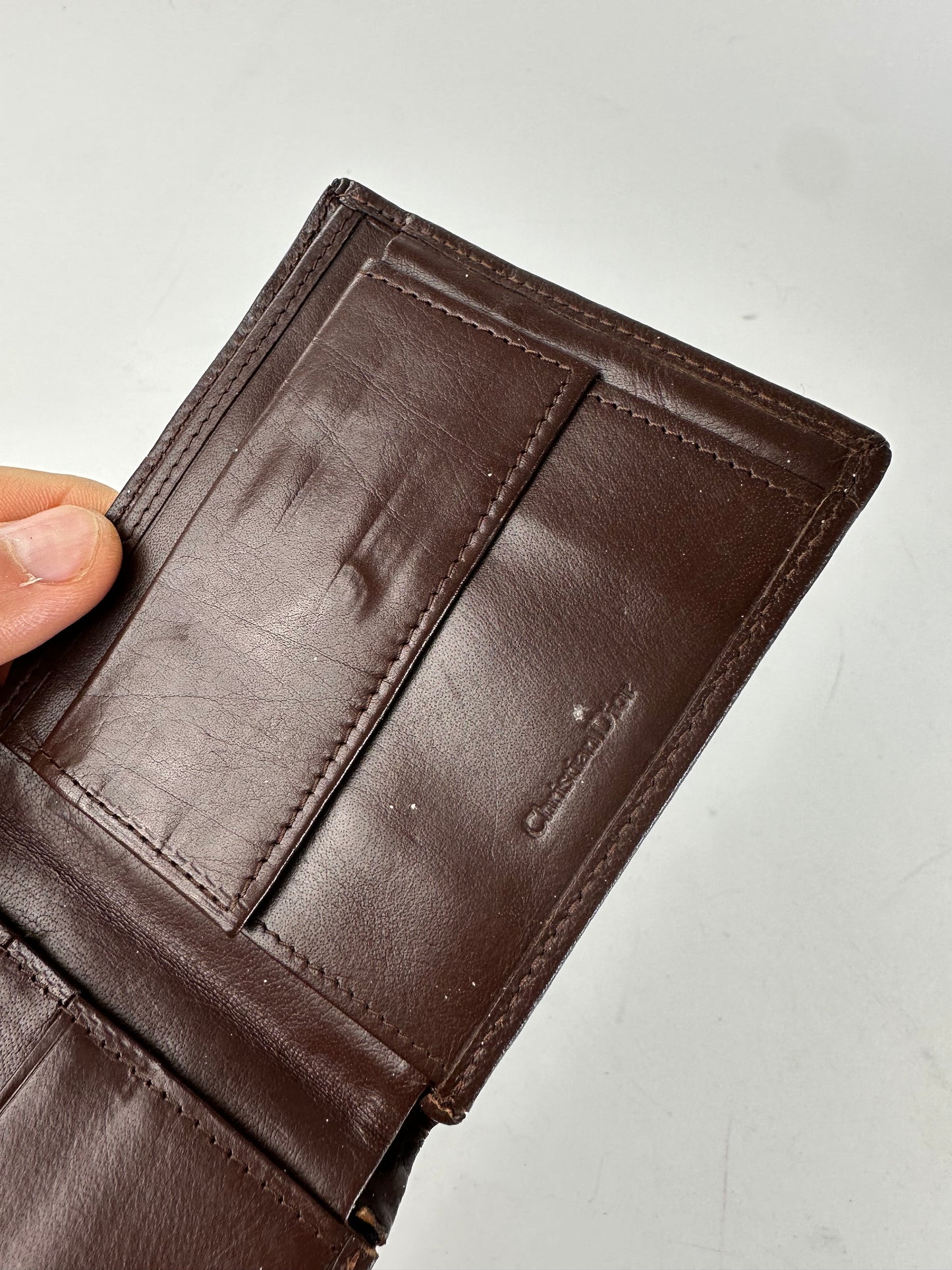 Vintage Dior Leather Bifold Wallet Dark Brown