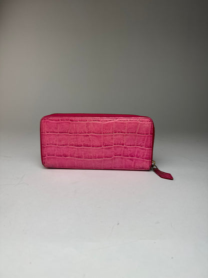 Vintage Vivienne Westwood Leather Zippy Crocodile Emblossed Leather Wallet Pink