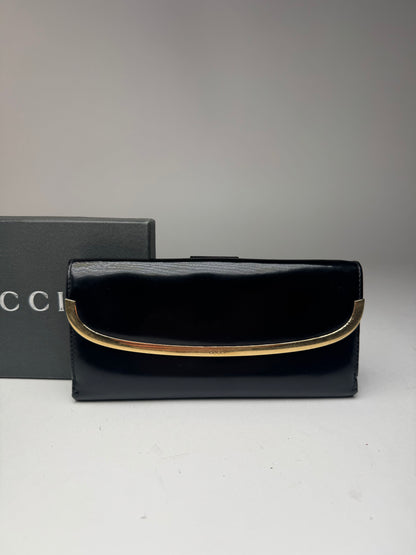 Vintage Gucci patent leather wallet black