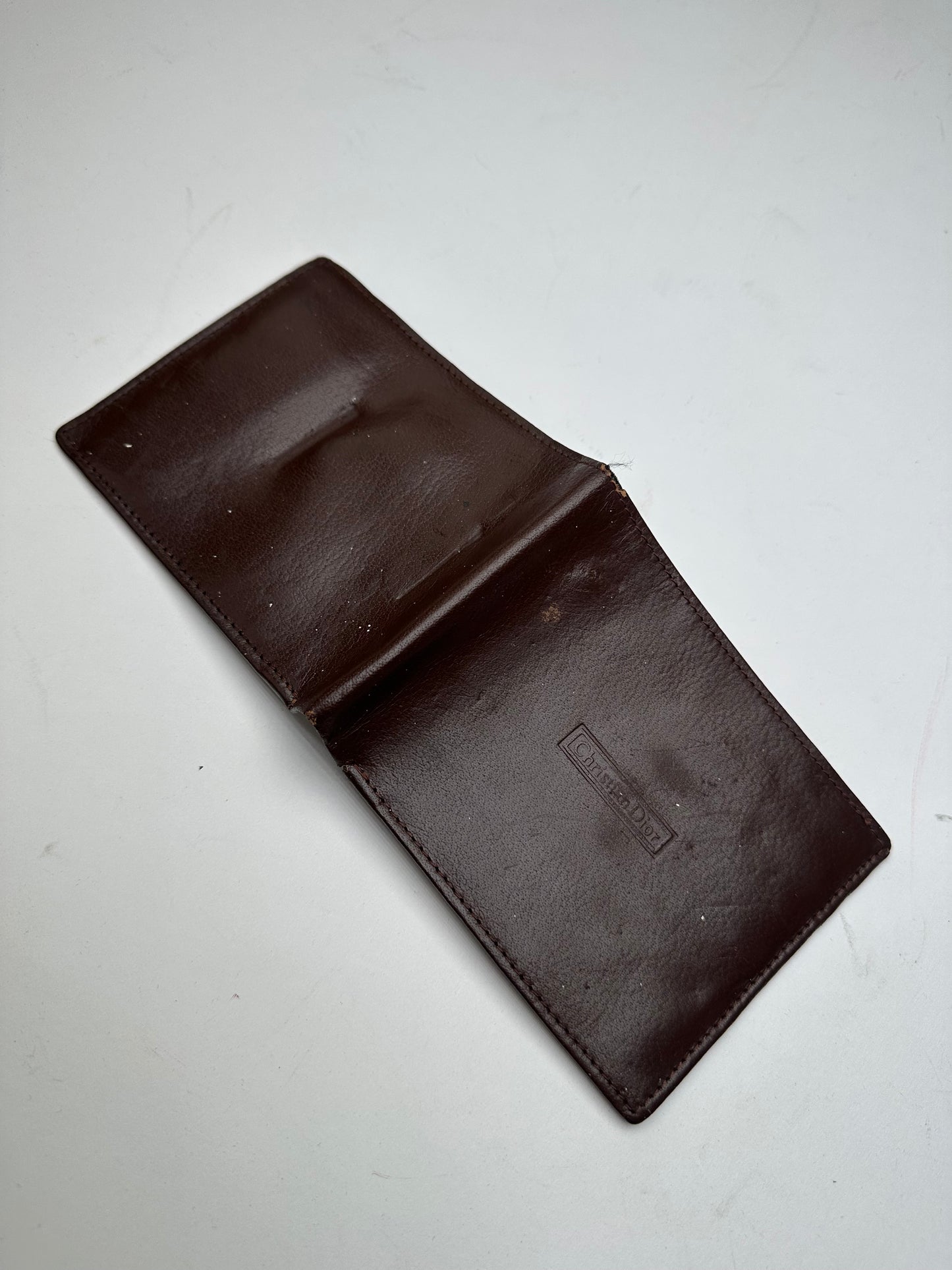 Vintage Dior Leather Bifold Wallet Dark Brown