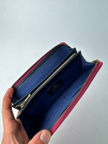 Vintage Vivienne Westwood Leather Zippy Crocodile Emblossed Leather Wallet Pink