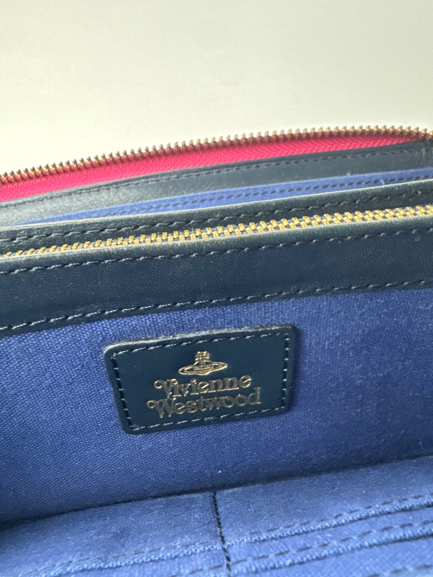Vintage Vivienne Westwood Leather Zippy Crocodile Emblossed Leather Wallet Pink