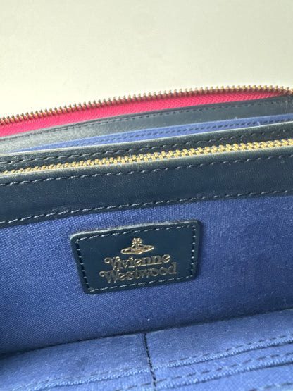 Vintage Vivienne Westwood Leather Zippy Crocodile Emblossed Leather Wallet Pink